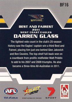 2012 Select AFL Champions - Best and Fairest #BF16 Darren Glass Back